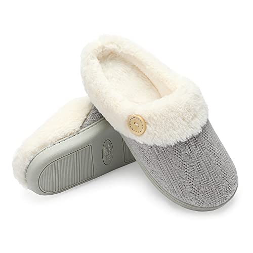 Womens Slipper Warm Comfy Memory Foam House Slippers Knitted Shoes Faux Fur Lined Anti
