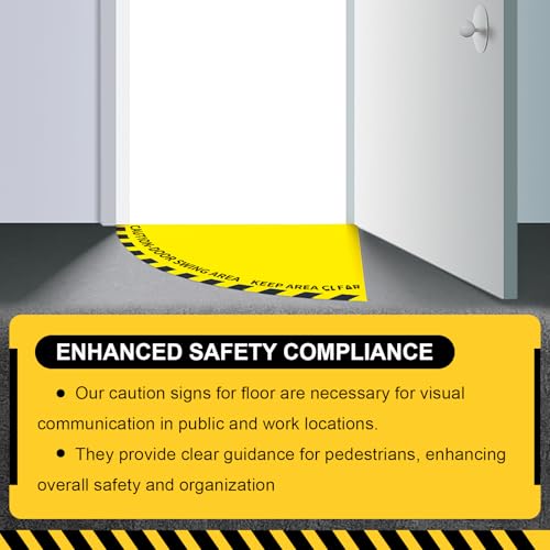 1 Pack Door Swing Caution Floor Sign for Safety Warning Door Swing Area Keep Area Clear Floor Signs Vinyl Non Slip Surface
