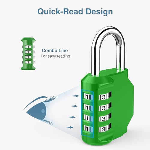 1 Pack Combination Lock Locker 4 Digits Combo Padlock Gym Green