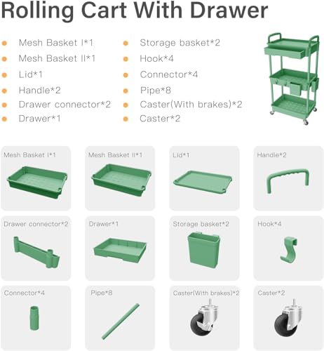 3 Tier Rolling Cart Organizer