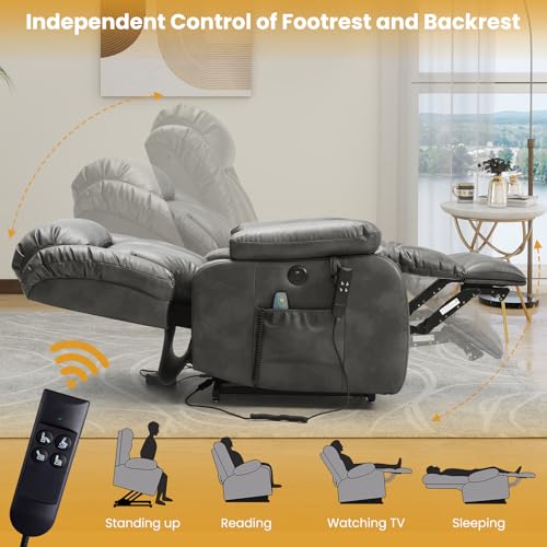 Dual Motor Infinite Position Lay Flat Power Lift Recliner Chair for Elderly