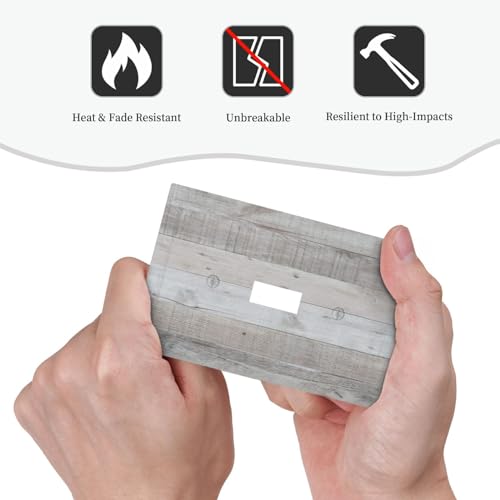 Light Switch Cover Vintage Grey Wood Grain Rustic Plank 1 Gang Wall Plate Cover Single Toggle Outlet Covers Decorative Switchplate Electrical Faceplate for Bathroom Bedroom Decor