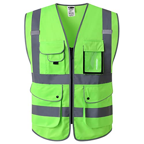 Safety Vest for Men Women Reflective Hi Vis JK150 Green 5XL