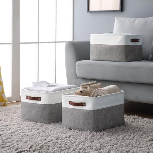 Storage Bins Large Fabric Storage Baskets for Shelves 3 Pack (3 Count)