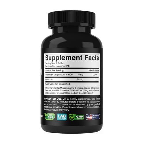 Melatonin 30 mg with Vitamin B6 (240 Count)