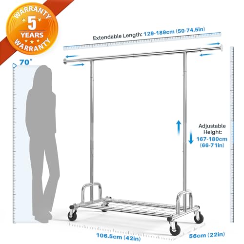 Clothing Garment Rack Capacity 525LBS Collapsible Clothes Rack
