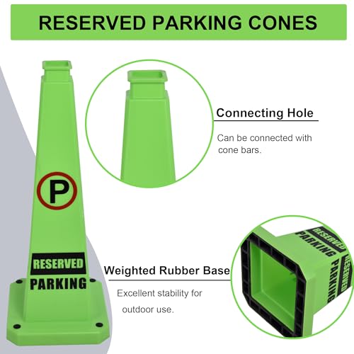 6 Pack 36" Reserved Parking Cones with Heavy Rubber Base