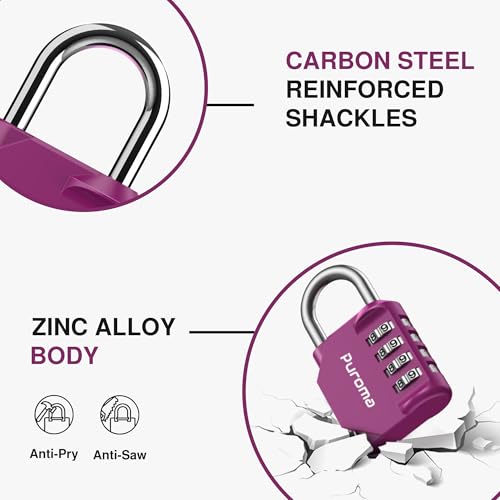 1 Pack Combination Lock Locker 4 Digits Combo Padlock Gym Red