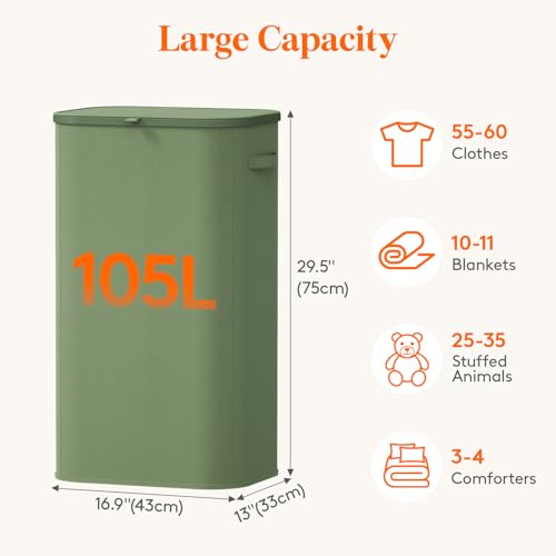 105L Large Laundry Basket with Lid
