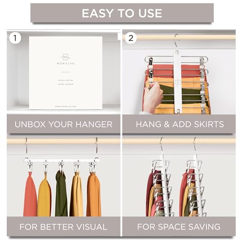 Skirt Hangers Space Saving with Clips (2 Count)