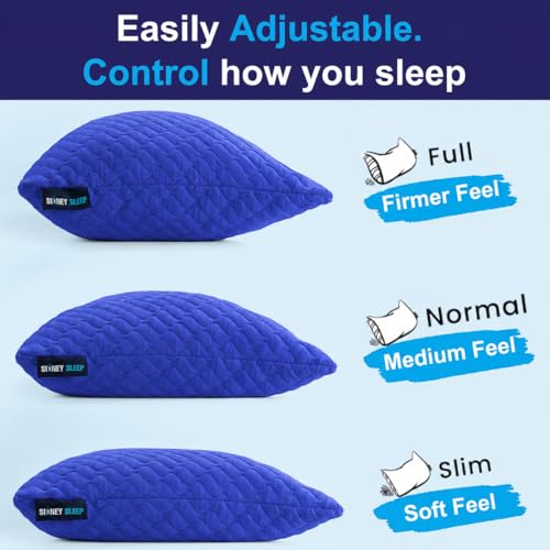 Adjustable Bed Pillow for Neck and Shoulder Support with Extra Shredded Fill