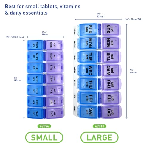 Weekly (7-Day) AM/PM Pill Organizer, Small Case, Blue/Purple