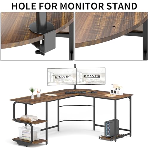 Reversible L Shaped Desk with Shelves