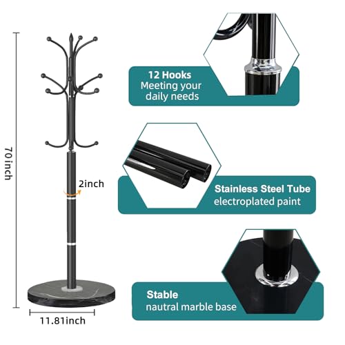 Coat Rack Coat Rack Stand with 12 Hooks