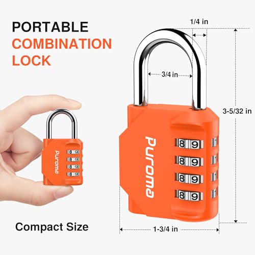 1 Pack Combination Lock Locker 4 Digits Combo Padlock Gym Orange