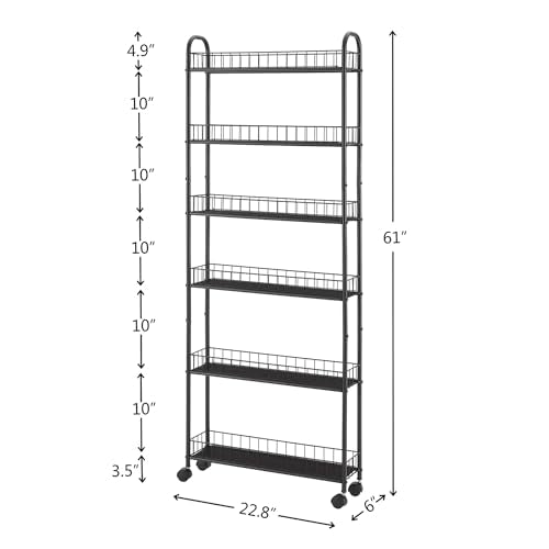 6 Tier Slim Rolling Storage Cart