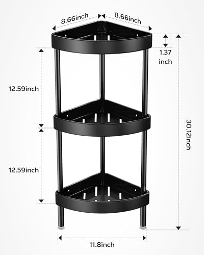 3 Tier Aluminum Corner Shower Caddy Standing Rustproof