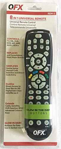 8-in-1 Universal Remote with Glow-in-The-Dark Buttons (REM-8)