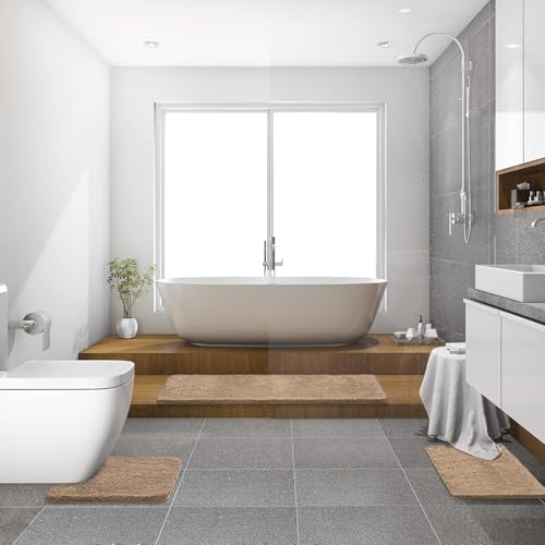 Tan Bathroom Runner Rugs Soft Microfiber Bath Mat 24x60 Inch