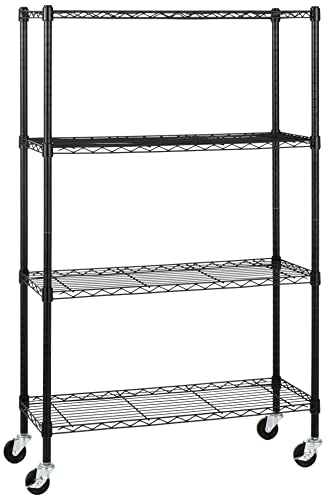 4 Shelf Heavy Duty Garage Shelving Storage Unit on 3" Wheel Casters