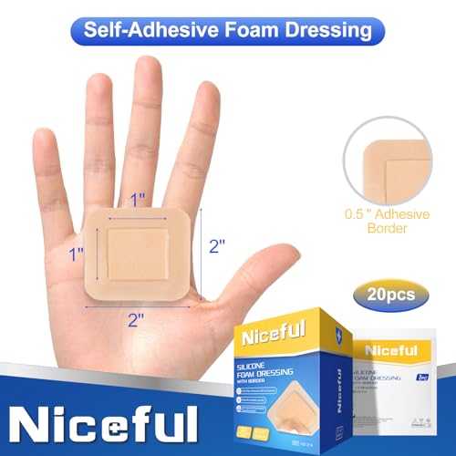 Silicone Foam Dressing Gentle Border 2"x2" 20 Count