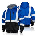 Men's High Visibility Safety ANSI Class 3 Lined Fleece Hoodie Sweatshirt with Black Bottom Jumper Workwear for Men