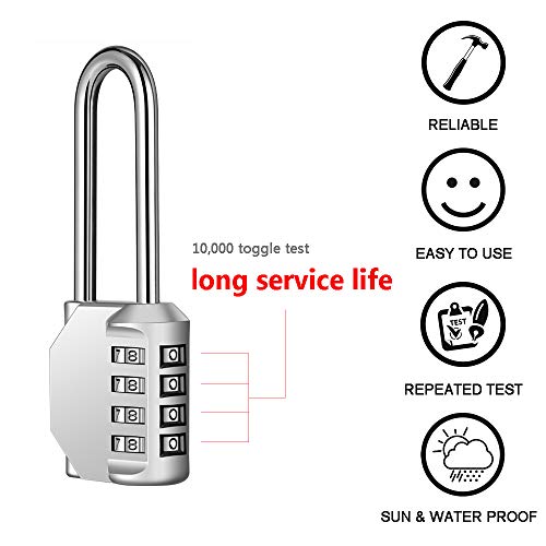 2 Pack disecu 2.6 Inch Long Shackle Combination Lock (2 Count)