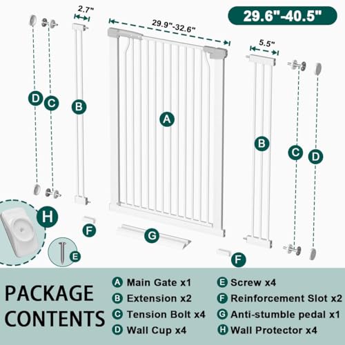 40.5" Tall Baby Gate for Stairs 29.5"