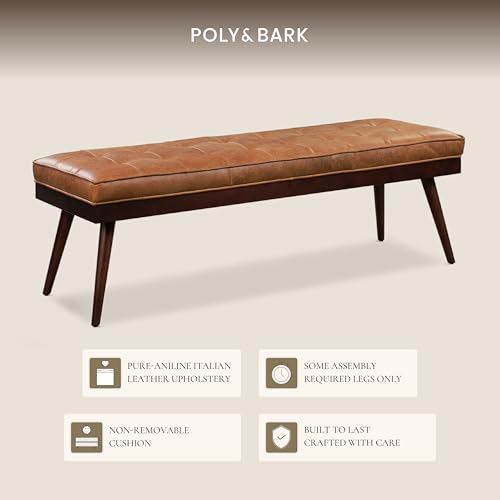 55" Tufted Leather Bed Bench for Bedroom End of Bed