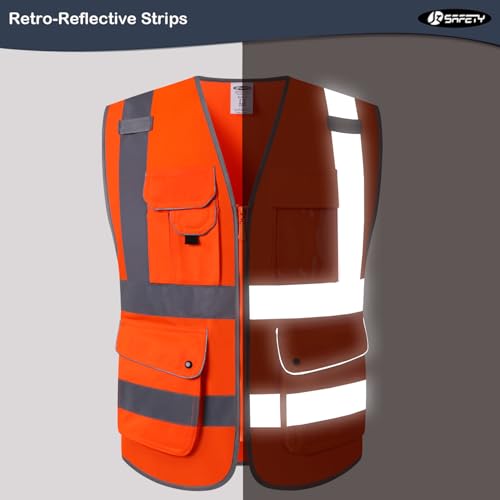 Safety Vest for Men Women Reflective Hi Vis JK150 Orange 2XL