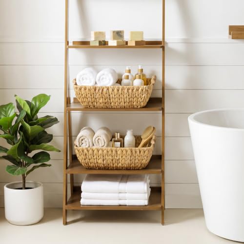 Hand Woven Storage Baskets with Wooden Handles (2 Count)