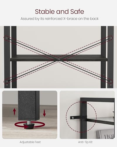 4 Tier Bookshelf with Steel Frame