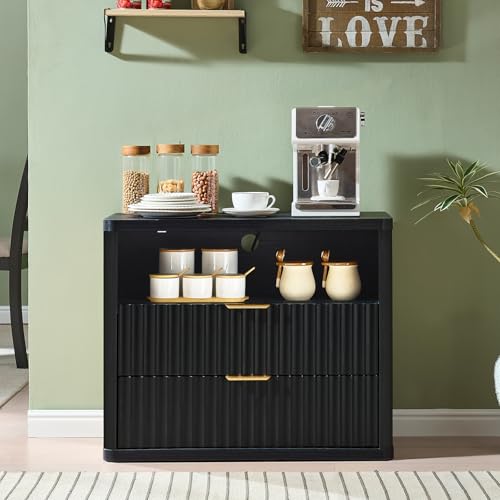 31" Wide Fluted Nightstand with Charging Station