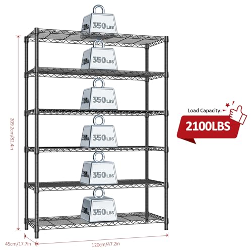 6 Tier Heavy Duty Metal Wire Shelving Unit