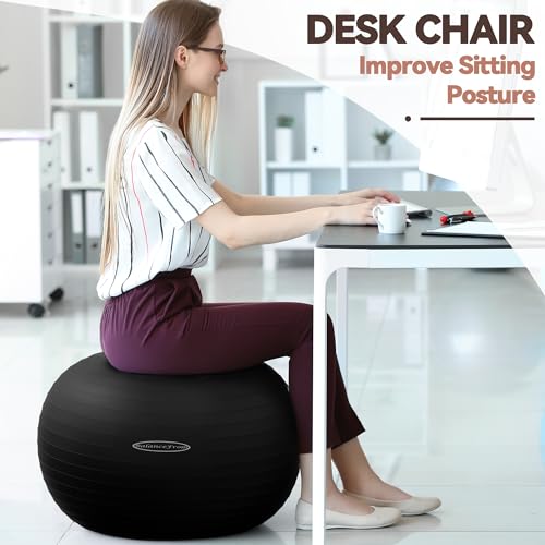 Anti Burst and Slip Resistant Exercise Ball Yoga Ball Fitness Ball Birthing Ball with Quick Pump