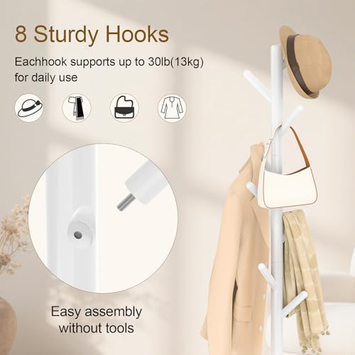 Wooden Coat Rack Freestanding with Stable Square Base