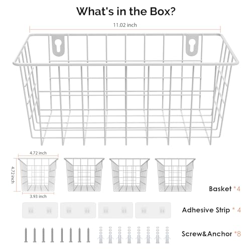 Hanging Wire Baskets Kitchen Storage Basket Adhesive and Screws Basket Over the Cabinet Door Organizer with Adhesive Strips and Screws Accessories (2 Count)