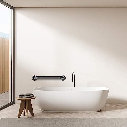 24 Inch Matte Black Grab Bar for Shower (4 Count)