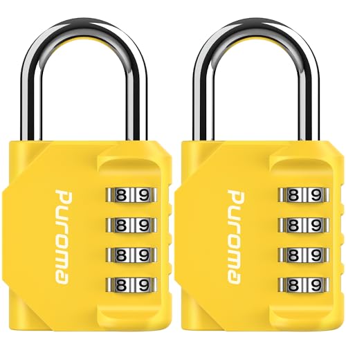2 Pack Combination Lock Locker 4 Digits Combo Padlock Gym Yellow (2 Count)