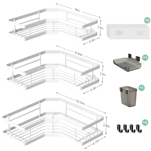 Corner Shower Caddy Bathroom Organizer Adhesive Shower Rack Bathtub Shelves