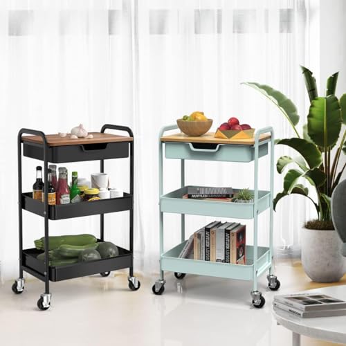 3 Tier Rolling Cart with Drawer