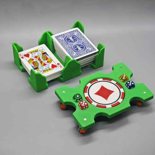 Card Holder 4 Deck Playing Cards Tray Organizes Multiple Decks（Green (4 Count)