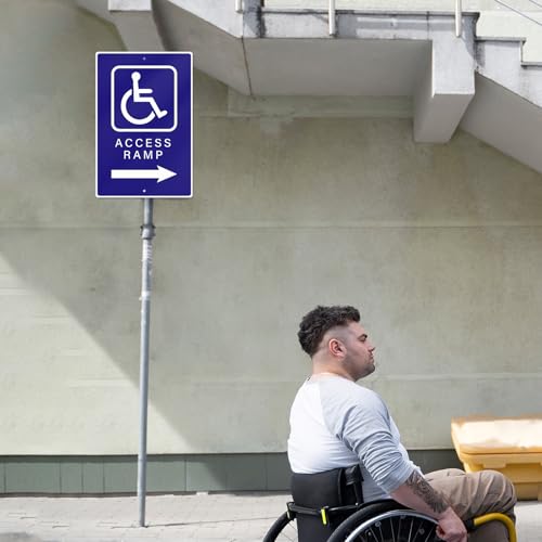 Handicap Access Ramp Sign 8" × 12" Aluminum Right Arrow Wheelchair
