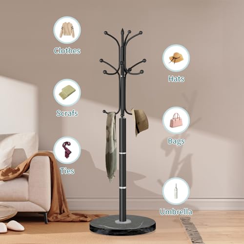 Coat Rack Coat Rack Stand with 12 Hooks