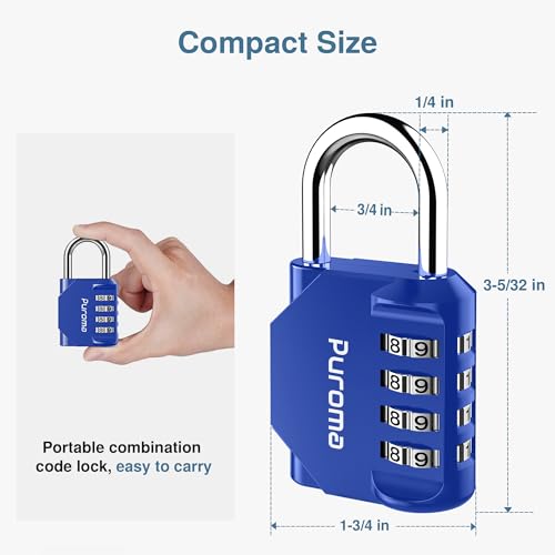 1 Pack Combination Lock Locker 4 Digits Combo Padlock Gym Blue