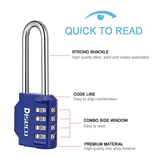 2 Pack disecu 2.6 Inch Long Shackle Combination Lock (2 Count)