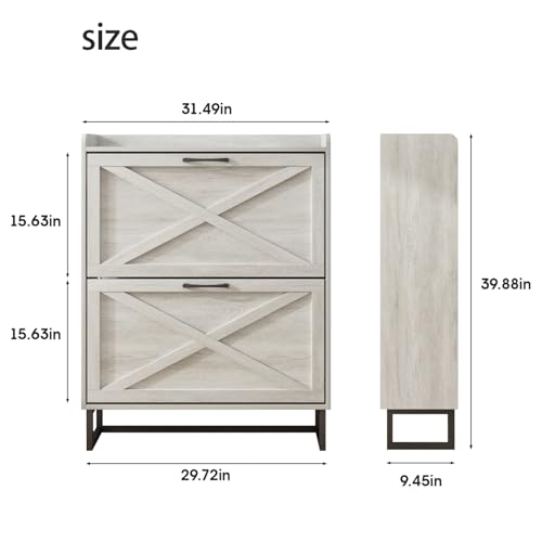 Shoe Storage Cabinet with 2 Flip Drawers