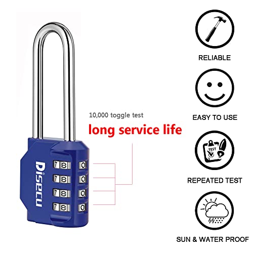 2 Pack disecu 2.6 Inch Long Shackle Combination Lock (2 Count)