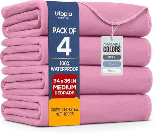 4 Pack Waterproof Reusable Heavy Absorbency Incontinence Bed Pads 34"x36" (4 Count)