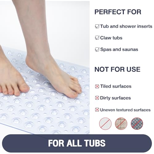 Extra Long Bathtub Mat Non Slip Bath Mat Clear 40"x16" Full Size